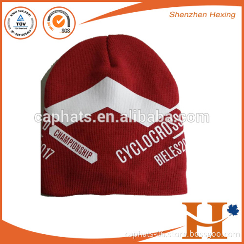 promotional winter printing knitting pattern hat striped knitted beanie